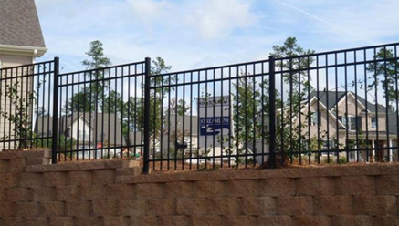 EFF-20 aluminum fence wall stepped installation around residential community