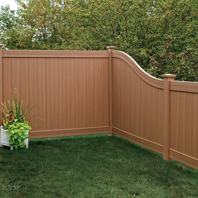 Bufftech Chesterfield CertaGrain vinyl fence with S Curve