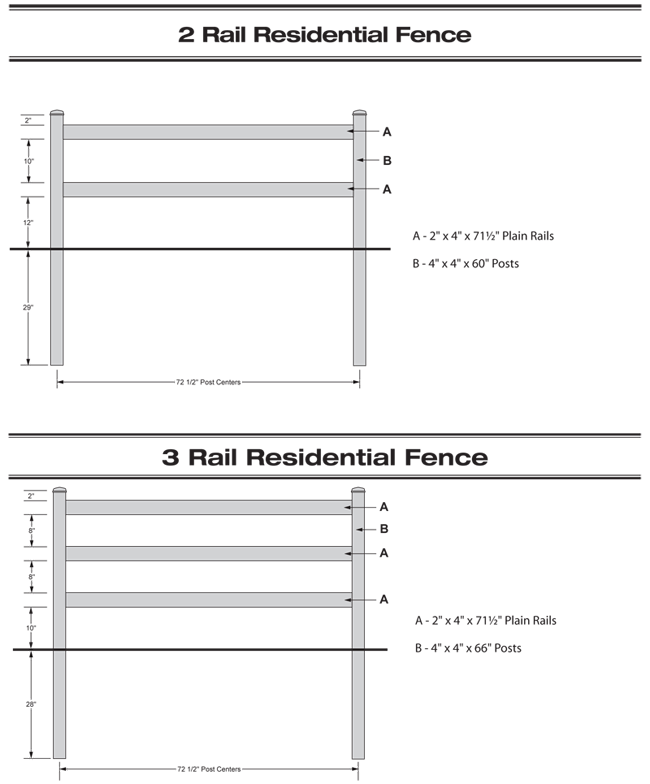vinyl two and three post split rail fencing