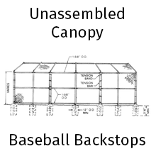 Unassembled Canopy Baseball Backstops
