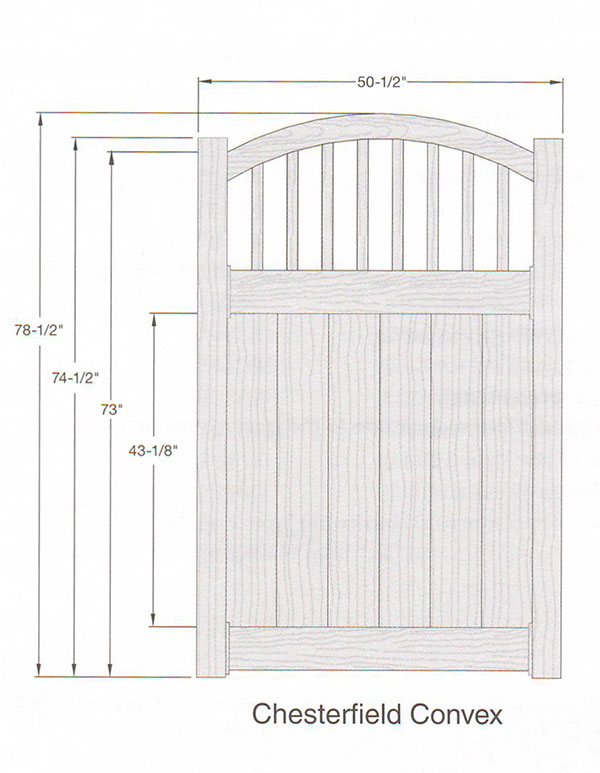Chesterfield CertaGrain Gate with Convex Accent Specifications
